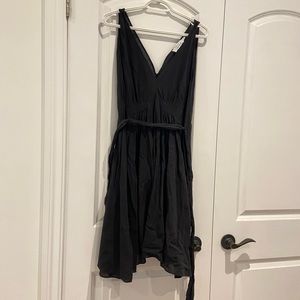 & Other Stories V neck black midi dress